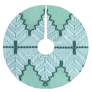 Retro textile yarn couching, graphic pulse. brushed polyester tree skirt