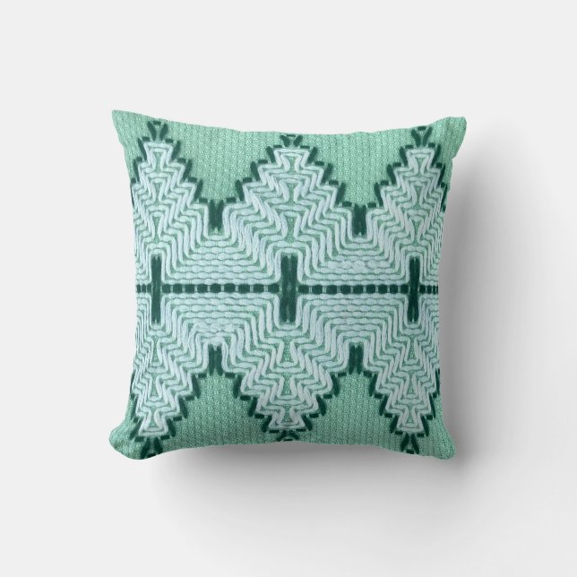 Retro textile yarn couching, graphic pulse. cushion (Front)