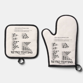 Retro Texting International Morse Code Geek Humor Oven Mitt & Pot Holder Set