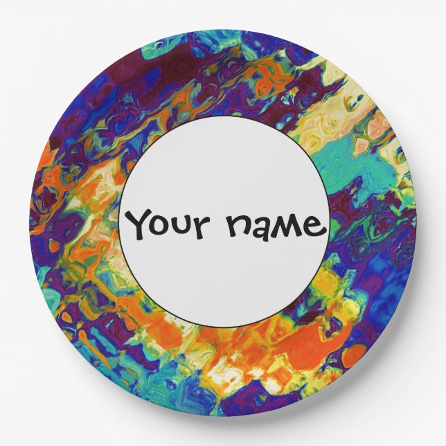 Retro texture abstract design paper plate (Front)