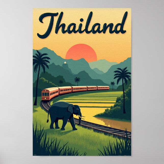 Retro Thailand Poster – Train Journey (Front)