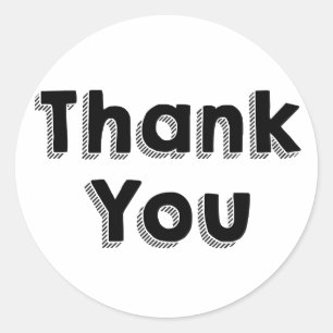 Retro Thank You Black And White - Wedding, Party Classic Round Sticker