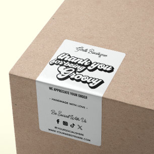 Retro Thank You For Purchase Groovy Black & White