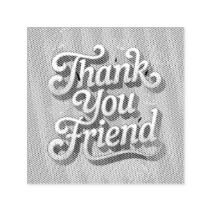 Retro Thank You Friend Graphic with Dandelions Self-inking Stamp