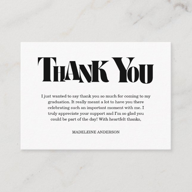 Retro Thank You Graduation Black Checkerboard Enclosure Card (Front)