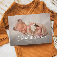 Retro Thank You Overlay Photo Birth Announcement
