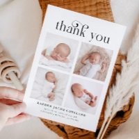 Retro Thank You Swirl Birth Announcement Photo