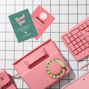 Retro "Thank You" Typography Cool Colour Scheme Business Card