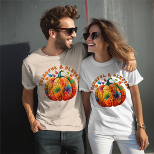 Retro"Thankful & Blessed" Fall Thanksgiving Family T-Shirt