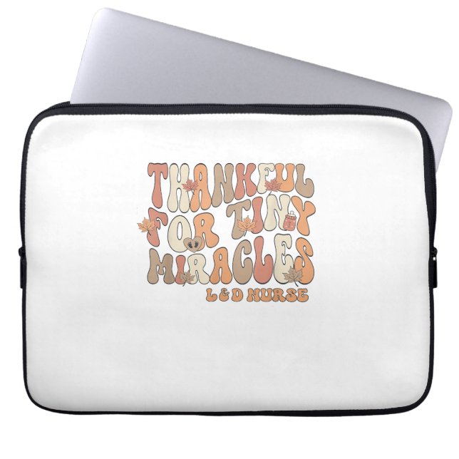 Retro Thankful For Tiny Miracles Thanksgiving Labo Laptop Sleeve (Front)