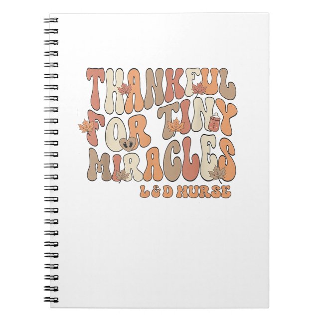 Retro Thankful For Tiny Miracles Thanksgiving Labo Notebook (Front)