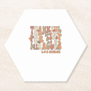 Retro Thankful For Tiny Miracles Thanksgiving Labo Paper Coaster