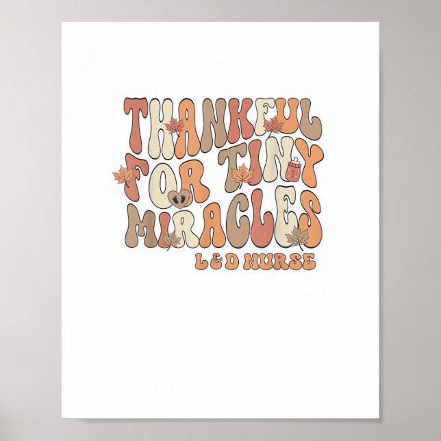 Retro Thankful For Tiny Miracles Thanksgiving Labo Poster (Front)