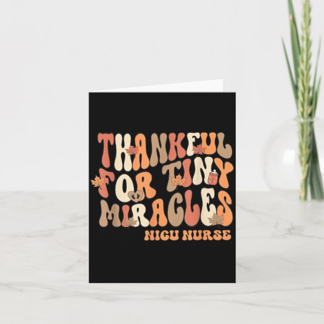 Retro Thankful For Tiny Miracles Thanksgiving Nicu Card (Front)