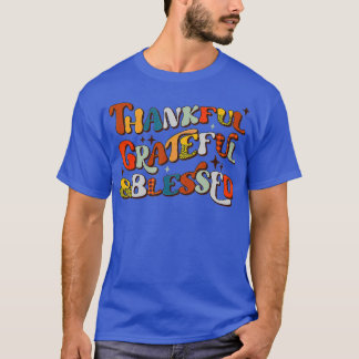 Retro Thankful Grateful Blessed Fall Colors Thanks T-Shirt