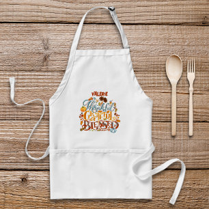 Retro Thankful Grateful Blessed Monogram Name  Standard Apron