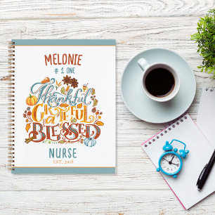 Retro Thankful Grateful Blessed Nurse Typography Notebook