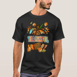 Retro Thankful Grateful Blessed Pumpkin Fall T-Shirt
