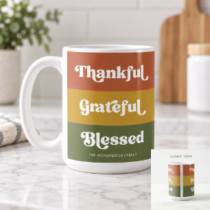 Retro Thankful Grateful Blessed Thanksgiving Coffee Mug