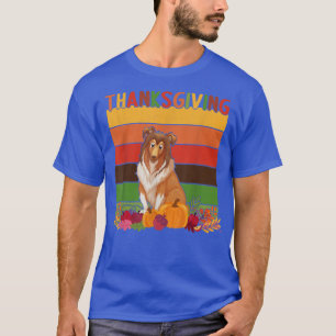 Retro Thanksgiving Decor Rough Collie Dog Thanksgi T-Shirt