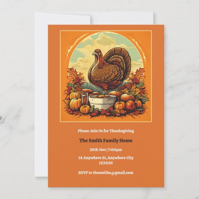 Retro Thanksgiving Dinner Invitation (Front)