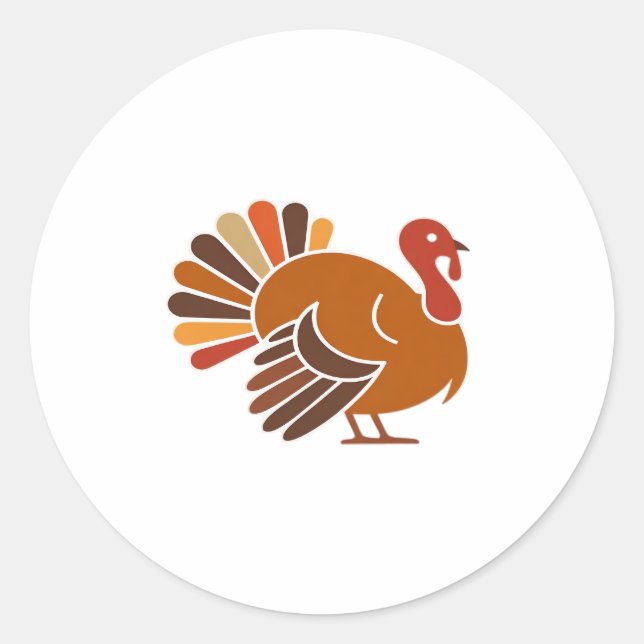Retro Thanksgiving Turkey � Fall Harvest Design Cl Classic Round Sticker (Front)