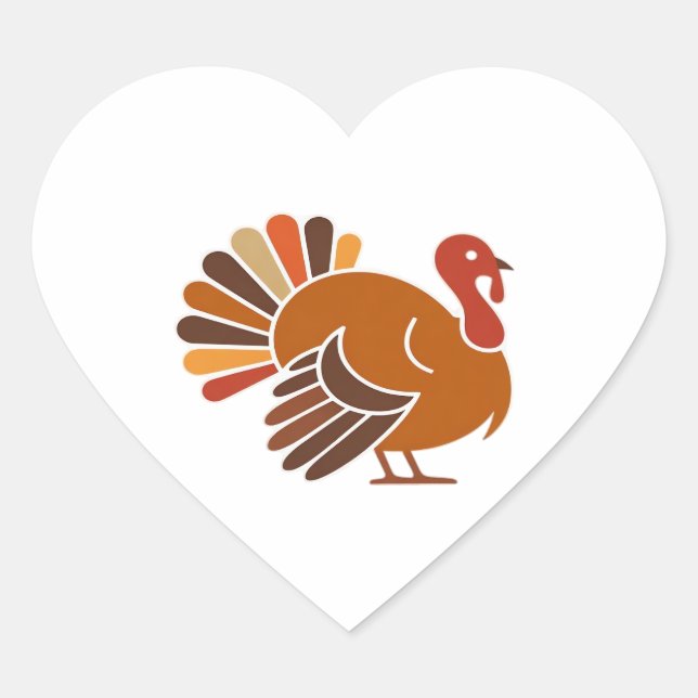 Retro Thanksgiving Turkey – Fall Harvest Design Cl Heart Sticker (Front)