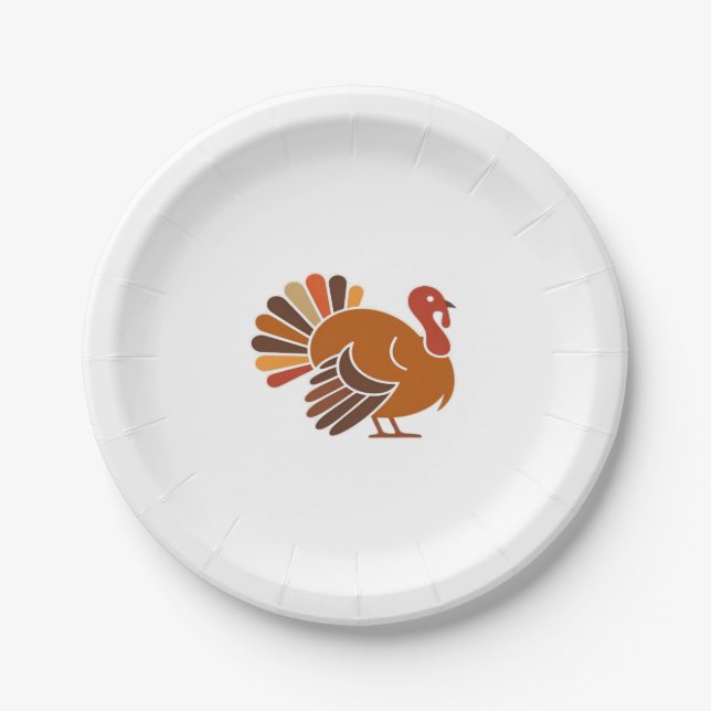 Retro Thanksgiving Turkey � Fall Harvest Design Cl Paper Plate (Front)
