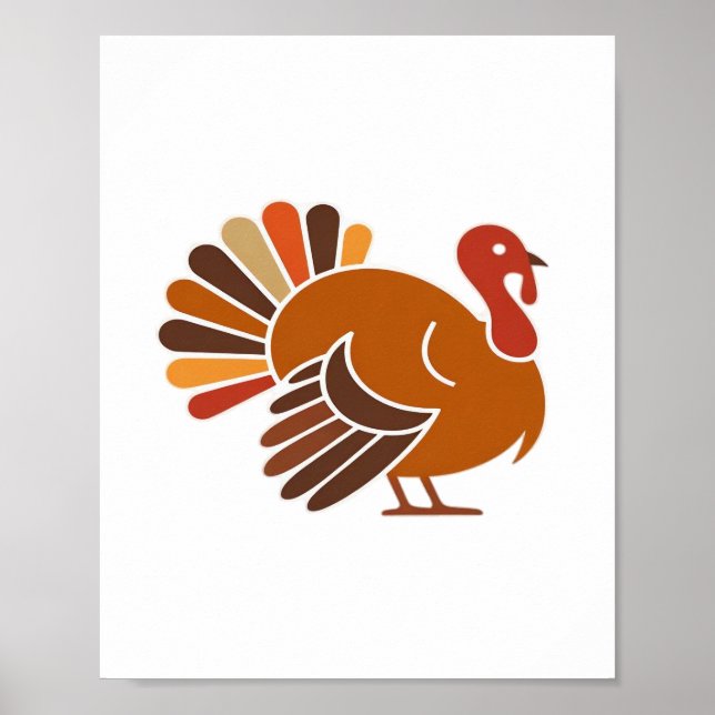 Retro Thanksgiving Turkey – Fall Harvest Design Cl Poster (Front)