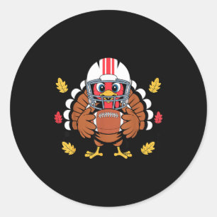 Retro Thanksgiving Turkey Football Toddler Boys Ki Classic Round Sticker