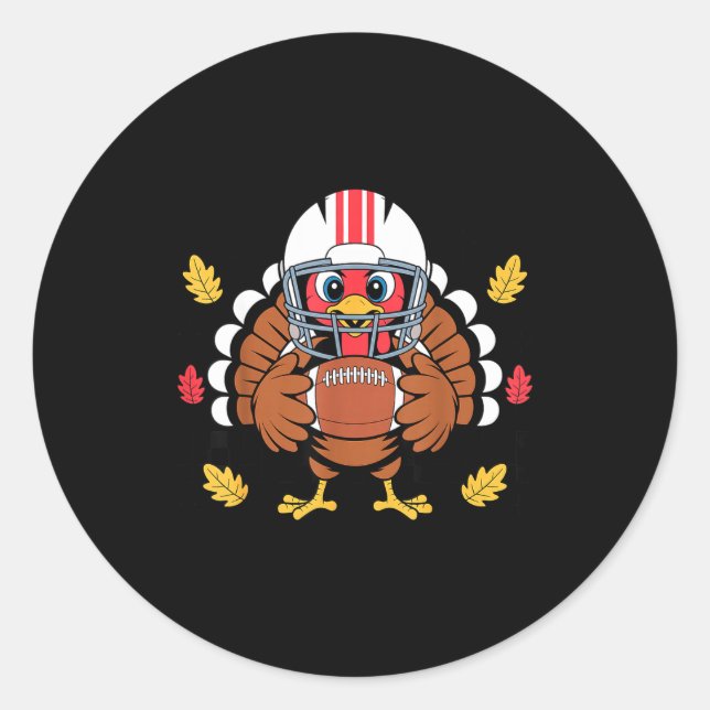 Retro Thanksgiving Turkey Football Toddler Boys Ki Classic Round Sticker (Front)
