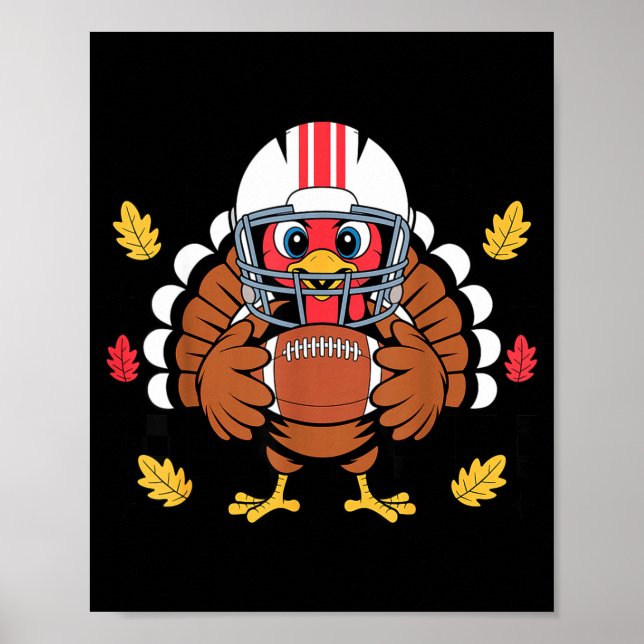 Retro Thanksgiving Turkey Football Toddler Boys Ki Poster (Front)