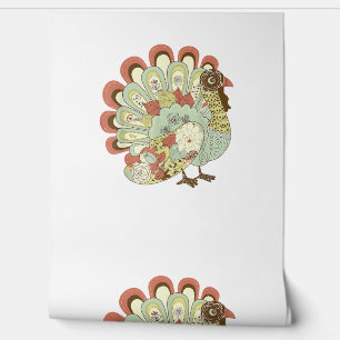 Retro Thanksgiving Turkey  - Vintage Floral Wallpaper
