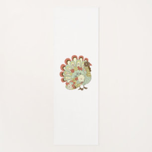 Retro Thanksgiving Turkey - Vintage Floral Yoga Mat