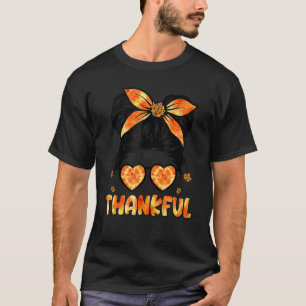 Retro Thanksgiving Women Autumn Fall Leaves Thankf T-Shirt