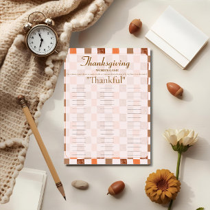 Retro Thanksgiving  Words game card