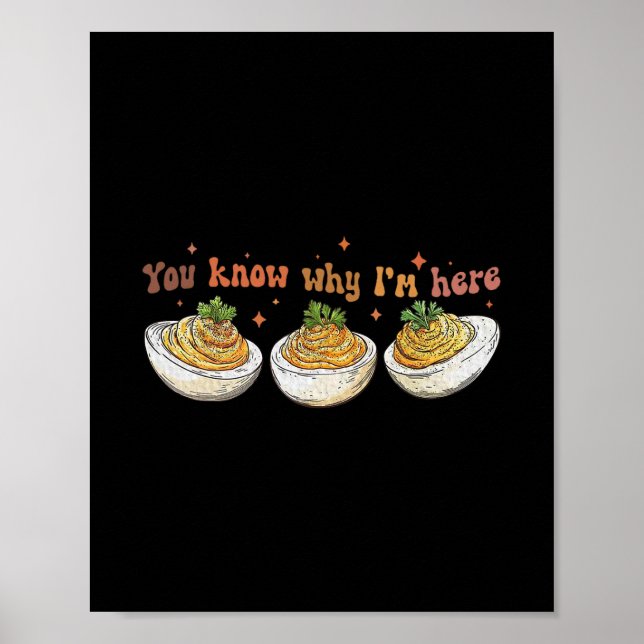 Retro Thanksgiving You Know Why I'm Here Deviled E Poster (Front)