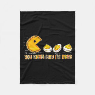 Retro Thanksgiving You Know Why Im Here Deviled Eg Fleece Blanket