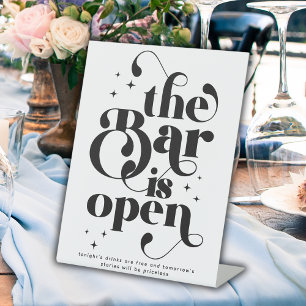 Retro The Bar is Open Vintage Typography Pedestal Sign