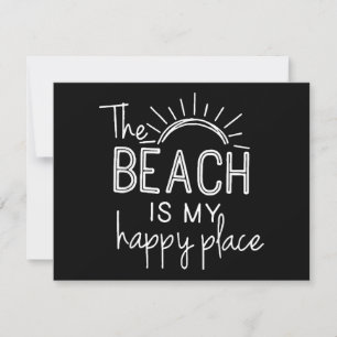 Retro The Beach is My Happy Place Funny Summer Bea Invitation