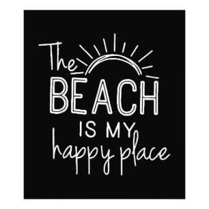 Retro The Beach is My Happy Place Funny Summer Bea Photo Print