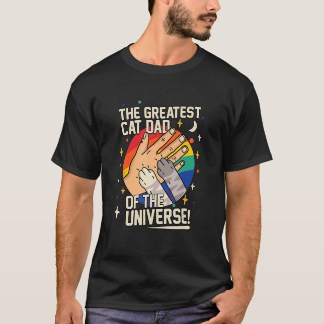 Retro The Greatest Cat Dad of the universe fathers T-Shirt (Front)