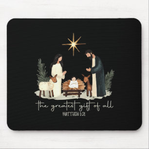 Retro The Greatest Gift Of All Jesus Nativity Chri Mouse Mat