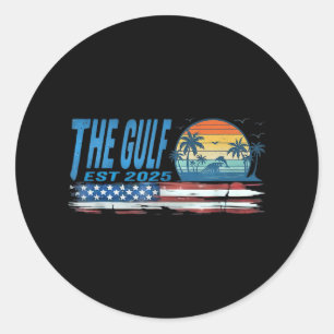 Retro The Gulf Est 2025 Women Men Classic Round Sticker