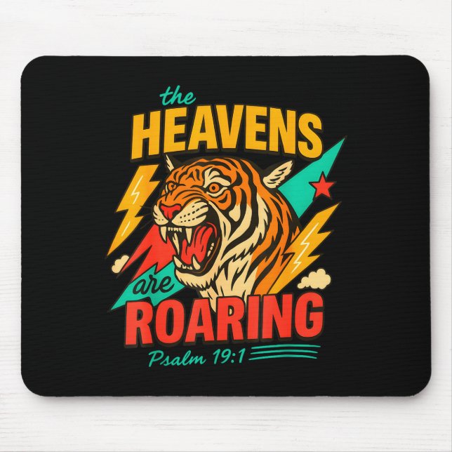 Retro The Heavens Are Roaring Believer Bible Verse Mouse Mat (Front)
