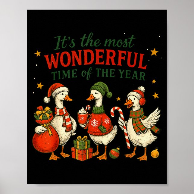 Retro The Most Wonderful Time Of The Year Christma Poster (Front)