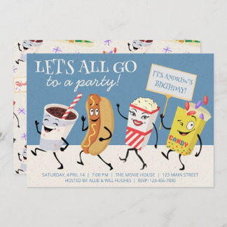 Retro Theatre Let's All Go to a Party Invitation