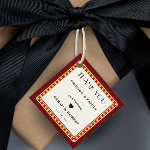 Retro Theatre Marquee Sign Red Wedding Thank You Favour Tags