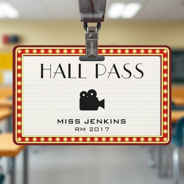 Retro Theatre Marquee Sign Student Hall Pass ID Badge (Retro Theater Marquee Sign Student Hall Pass Badge
)
