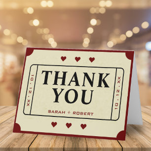Retro Theatre Movie Ticket Stub Wedding Thank You Card